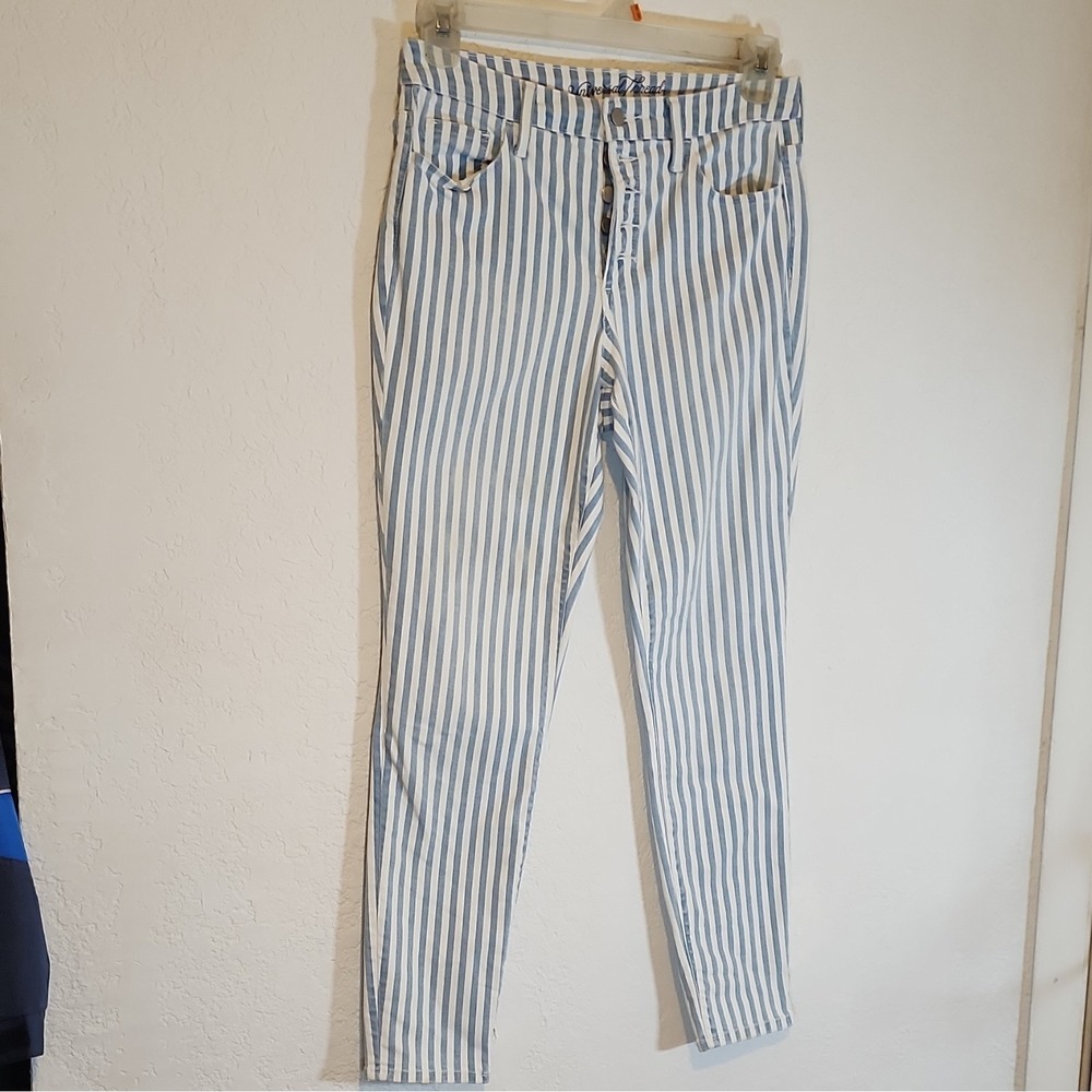 Universal Thread Skinny & Slim Striped Light Blue White Denim Jeans Size 8  L29R